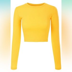 Yellow long sleeve crop top // size small